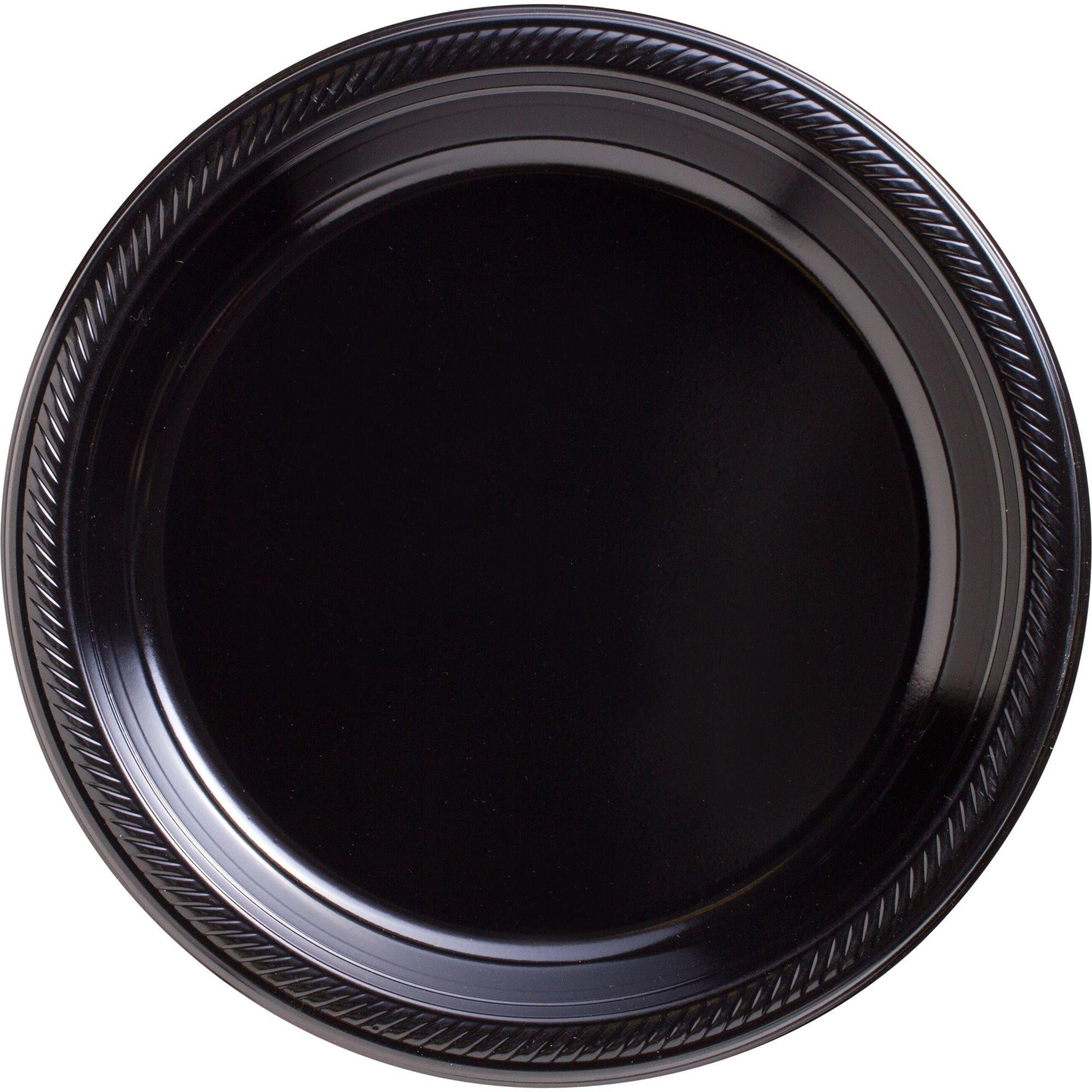 Black plastic party on sale plates